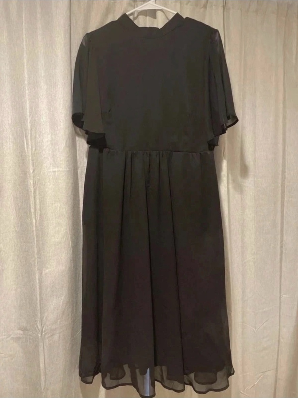 BloomChic Black Midi Dress with Flutter Sleeves